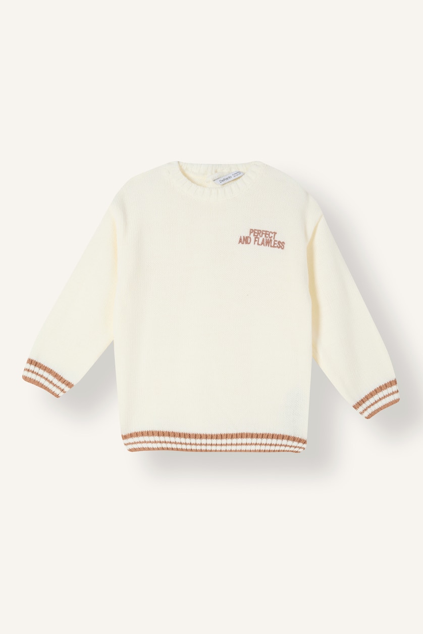 BÉBÉ GARÇON Écru Pull à col rond imprimé slogan Coupe régulière pour bébé garçon