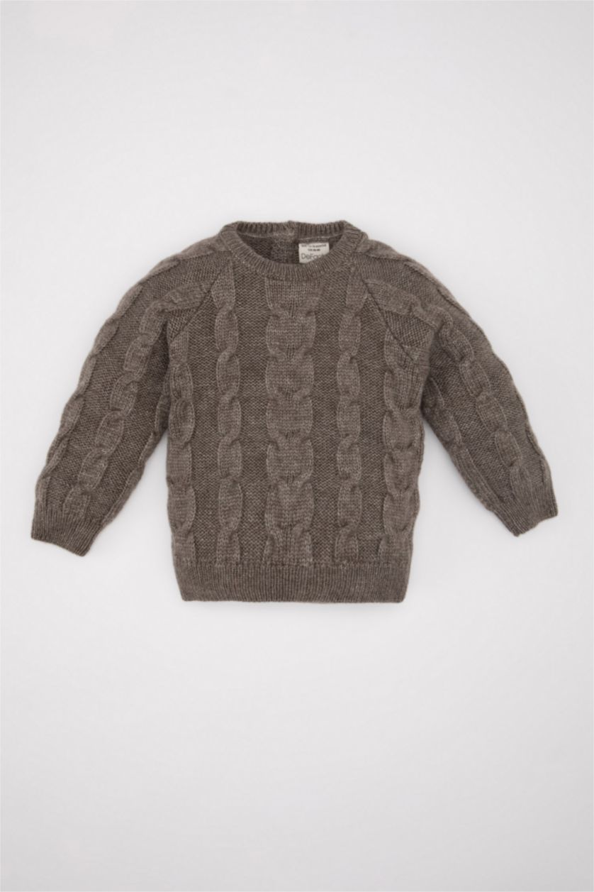 Erkek Bebek Vizon Erkek Bebek Bisiklet Yaka Triko Kazak