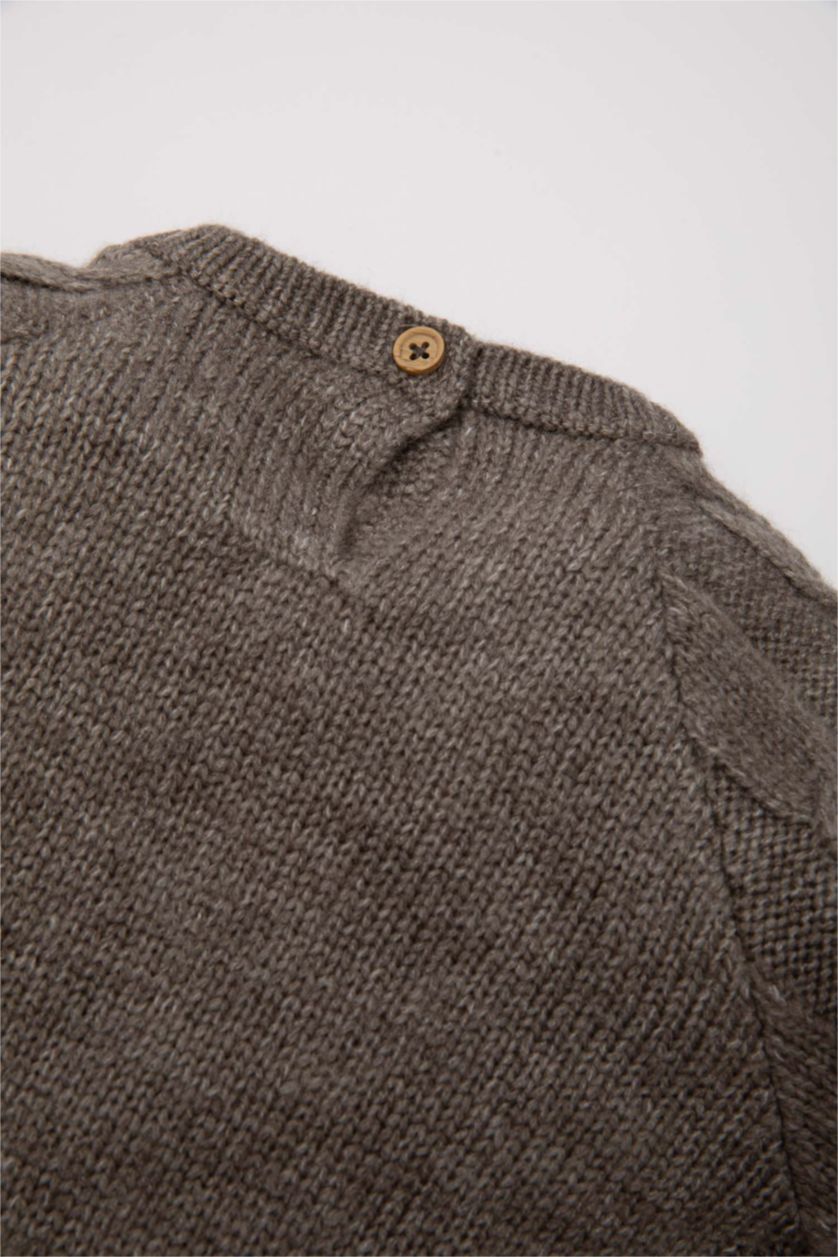 Erkek Bebek Vizon Erkek Bebek Bisiklet Yaka Triko Kazak