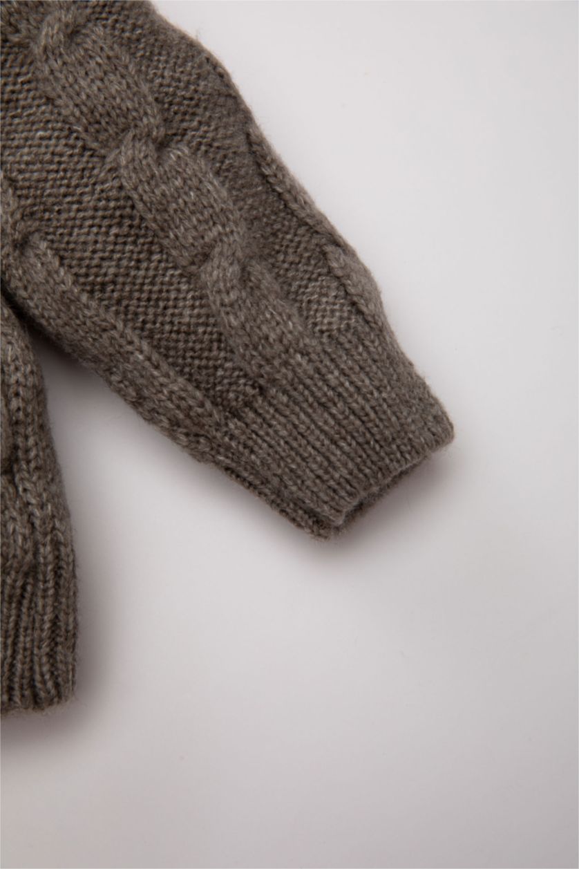 Erkek Bebek Vizon Erkek Bebek Bisiklet Yaka Triko Kazak