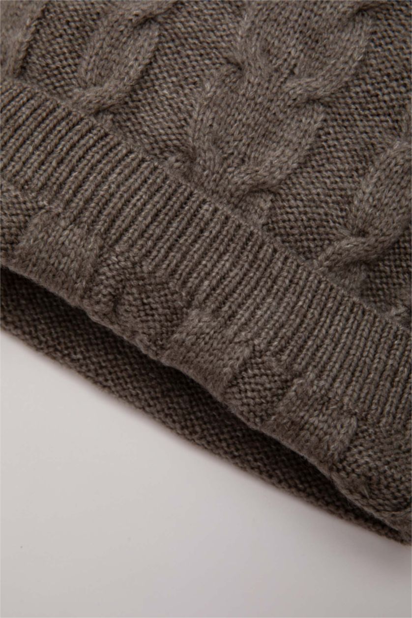 Erkek Bebek Vizon Erkek Bebek Bisiklet Yaka Triko Kazak