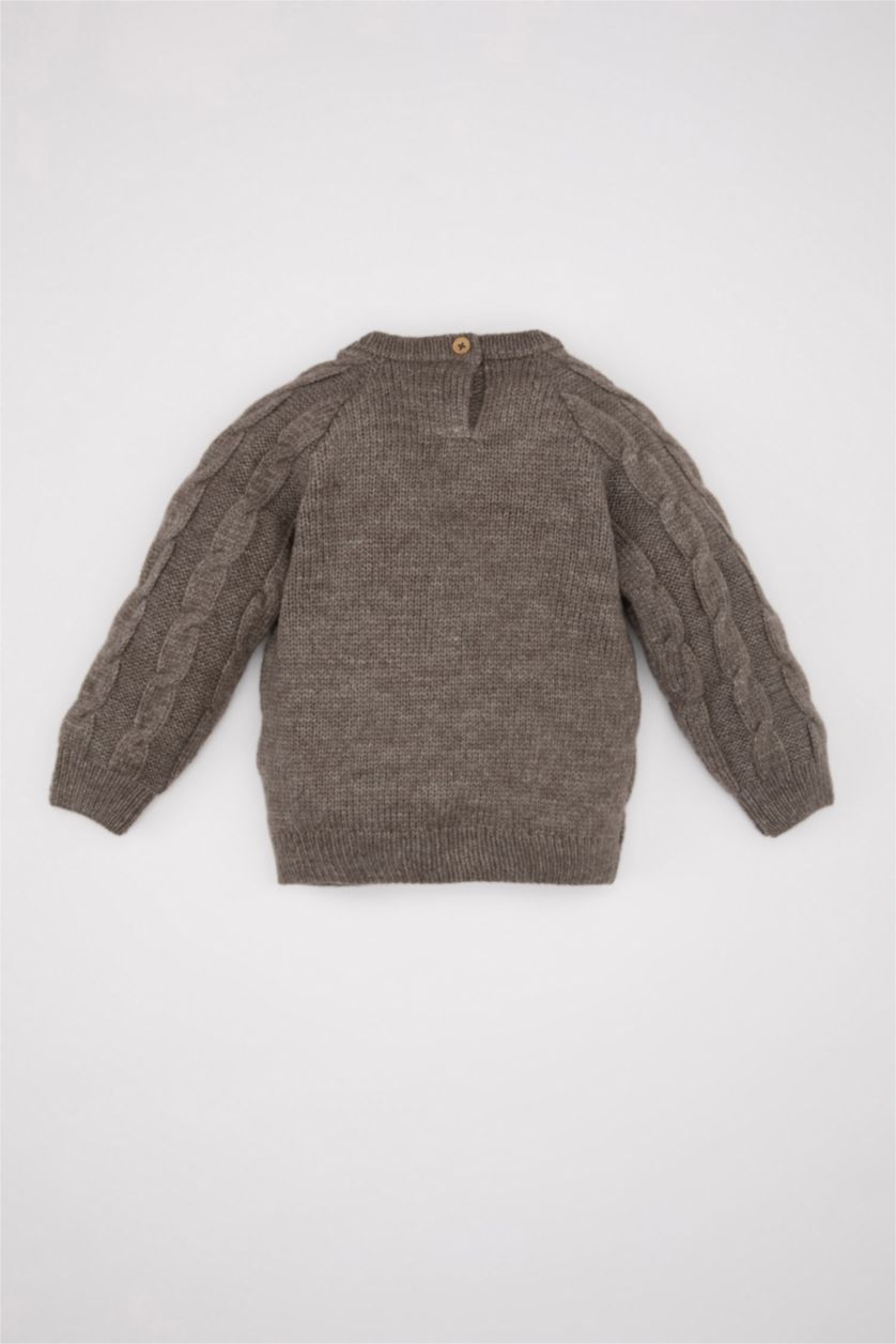 Erkek Bebek Vizon Erkek Bebek Bisiklet Yaka Triko Kazak