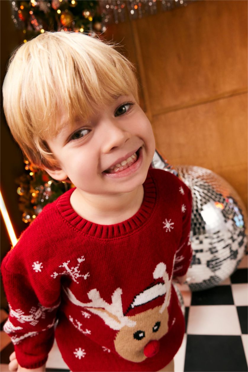 Erkek Bebek Kırmızı Erkek Bebek Yılbaşı Temalı Kazak