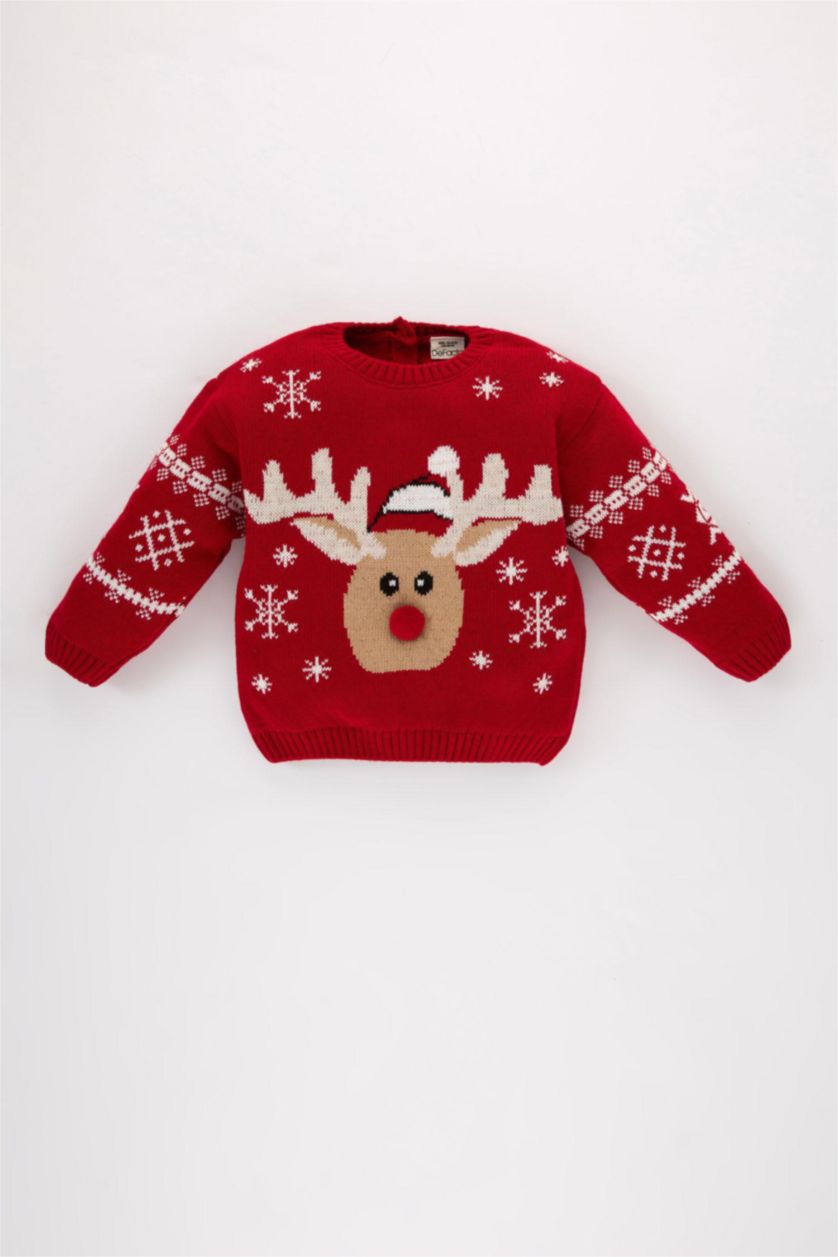 Erkek Bebek Kırmızı Erkek Bebek Yılbaşı Temalı Kazak