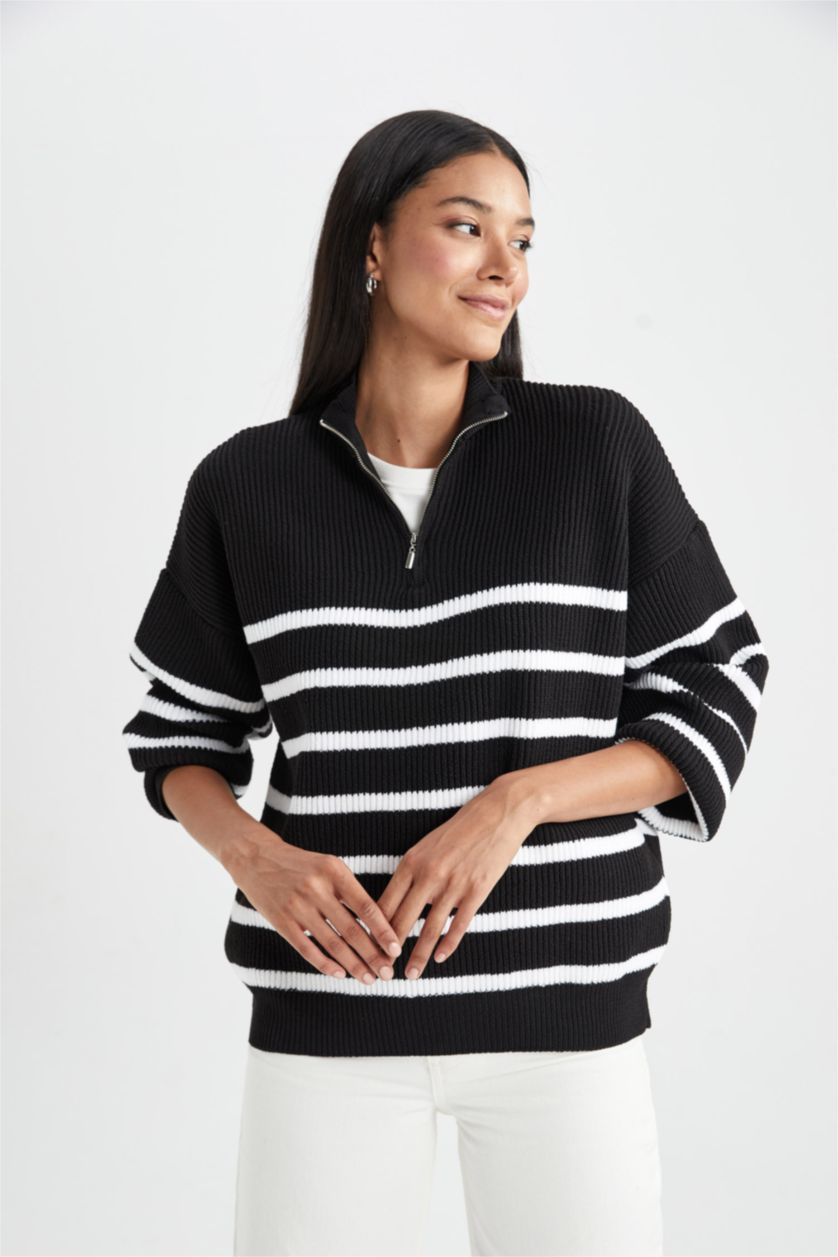 WOMAN Black Regular Fit Thessaloniki Fabric Pullover