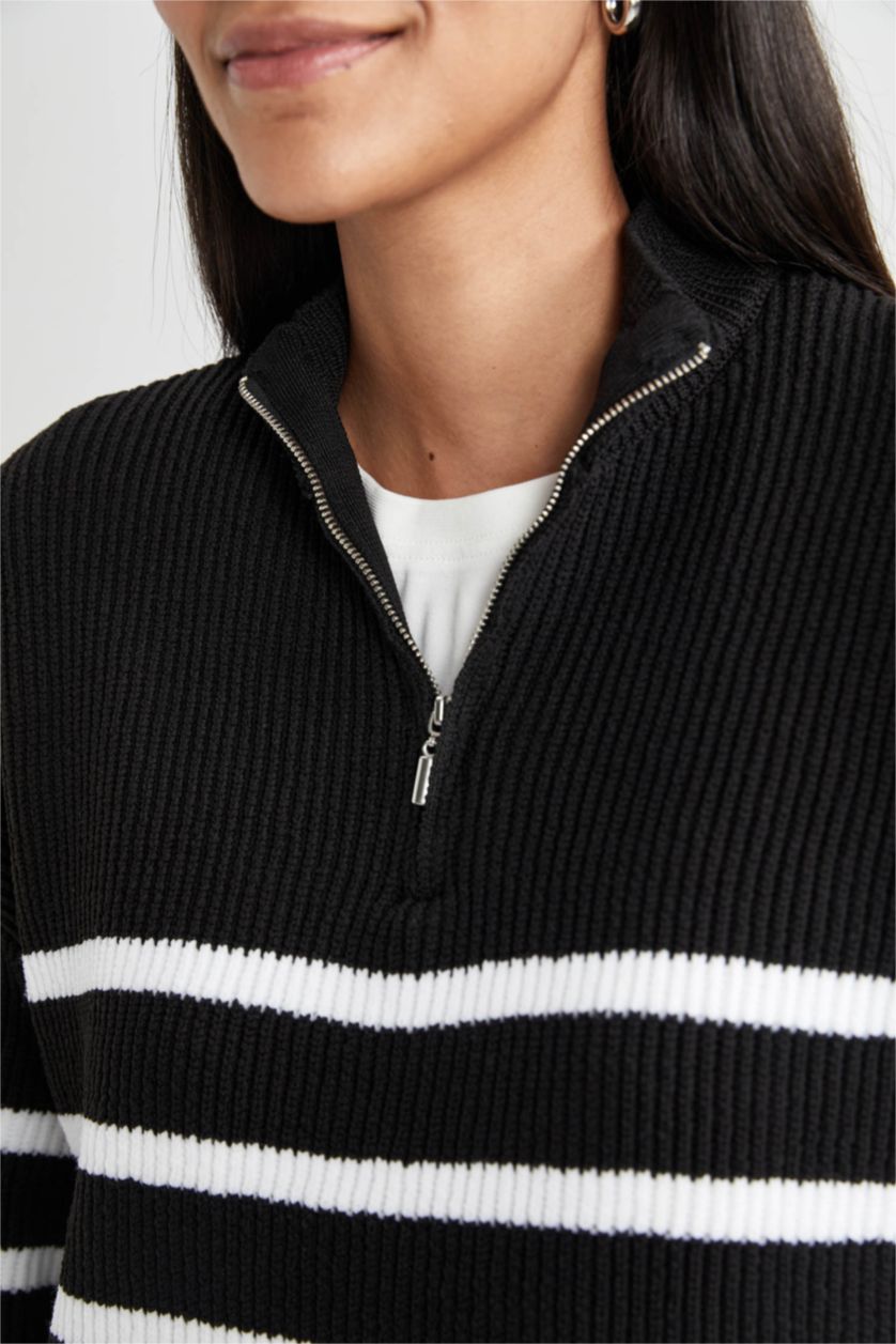 WOMAN Black Regular Fit Thessaloniki Fabric Pullover