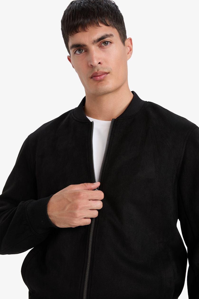 رجالي أسود جاكيت بومبر شمواه سليم فيت