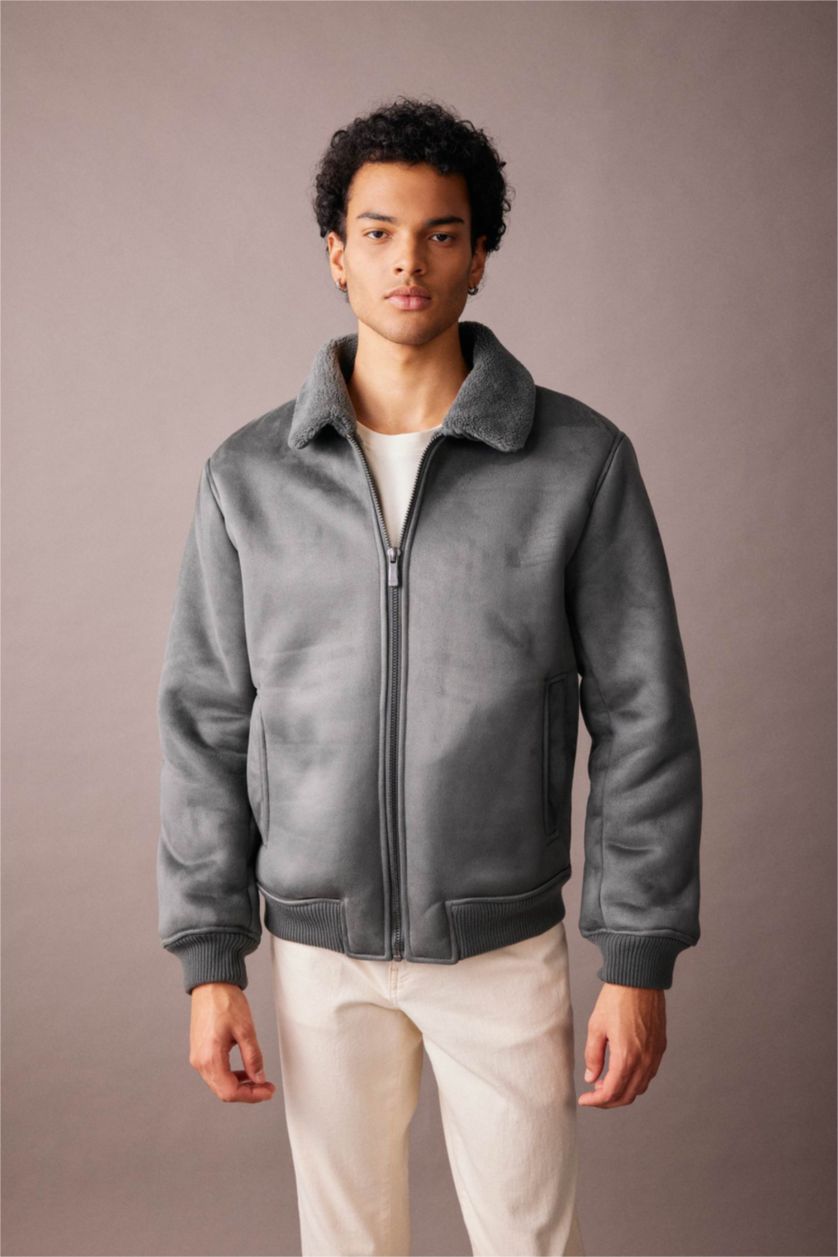 HOMME Vert Foncé Veste Coupe Slim Col Polo