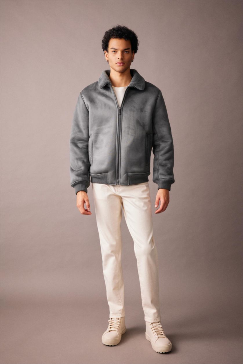 HOMME Vert Foncé Veste Coupe Slim Col Polo