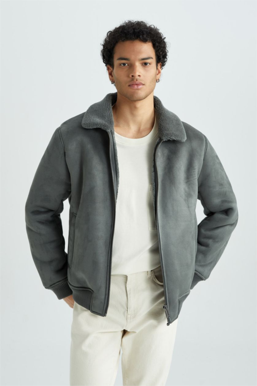 HOMME Vert Foncé Veste Coupe Slim Col Polo