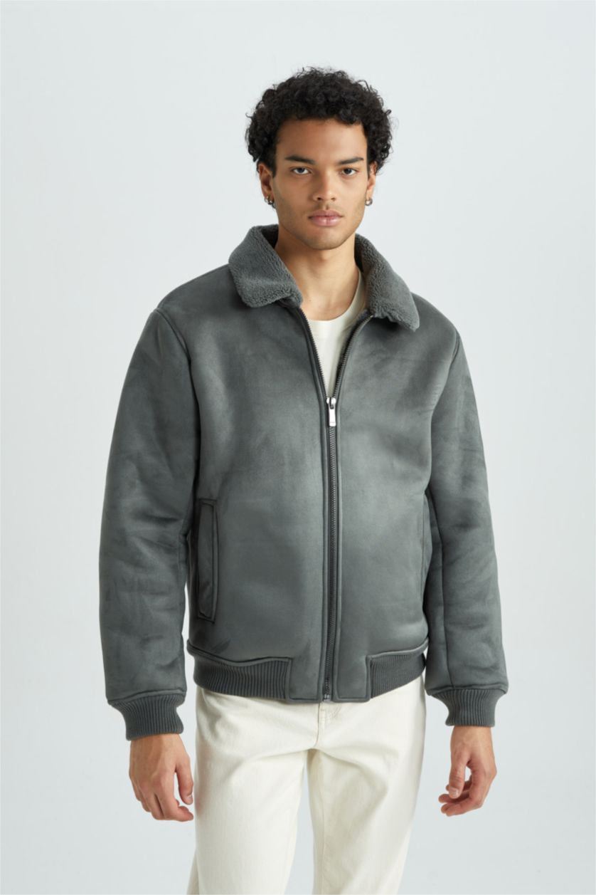 HOMME Vert Foncé Veste Coupe Slim Col Polo