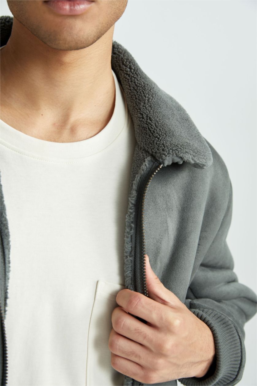 HOMME Vert Foncé Veste Coupe Slim Col Polo