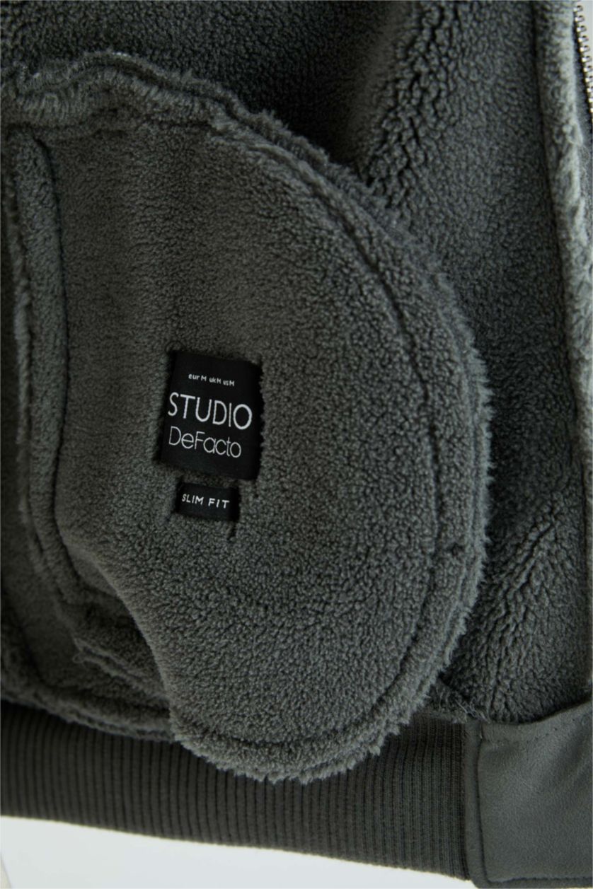 HOMME Vert Foncé Veste Coupe Slim Col Polo