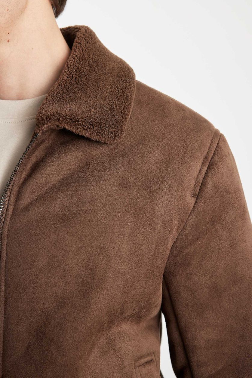 HOMME Marron Veste Coupe Slim Col Polo