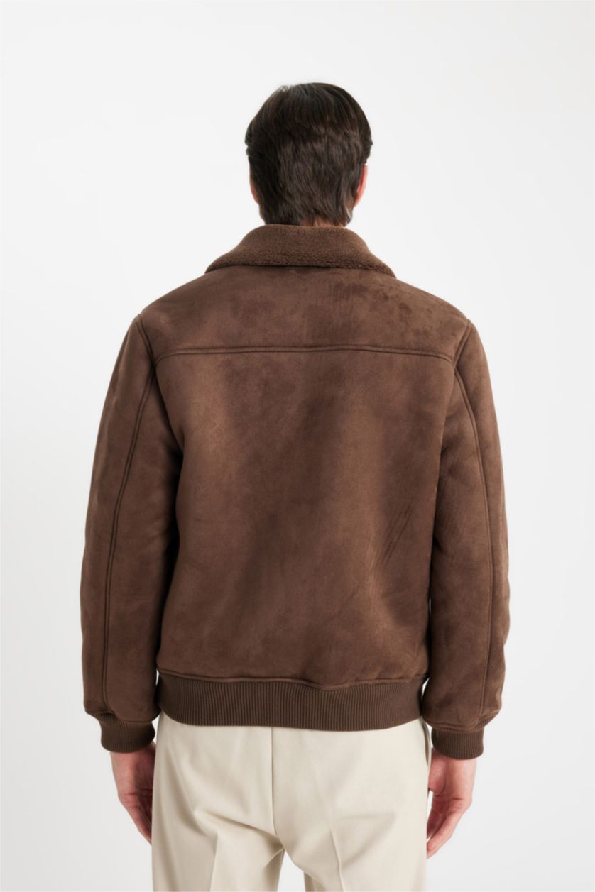 HOMME Marron Veste Coupe Slim Col Polo