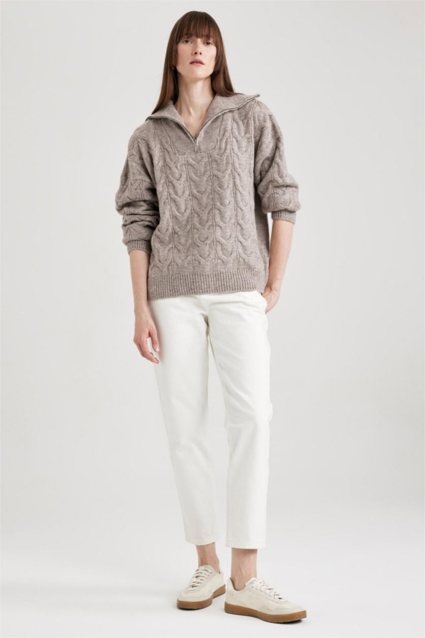 Kadın Gri Oversıze Kazak