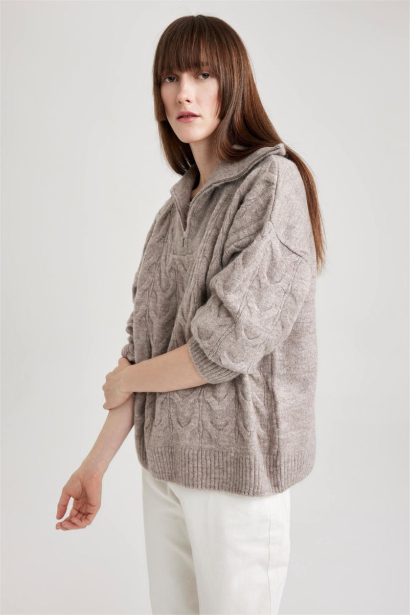 Kadın Gri Oversıze Kazak