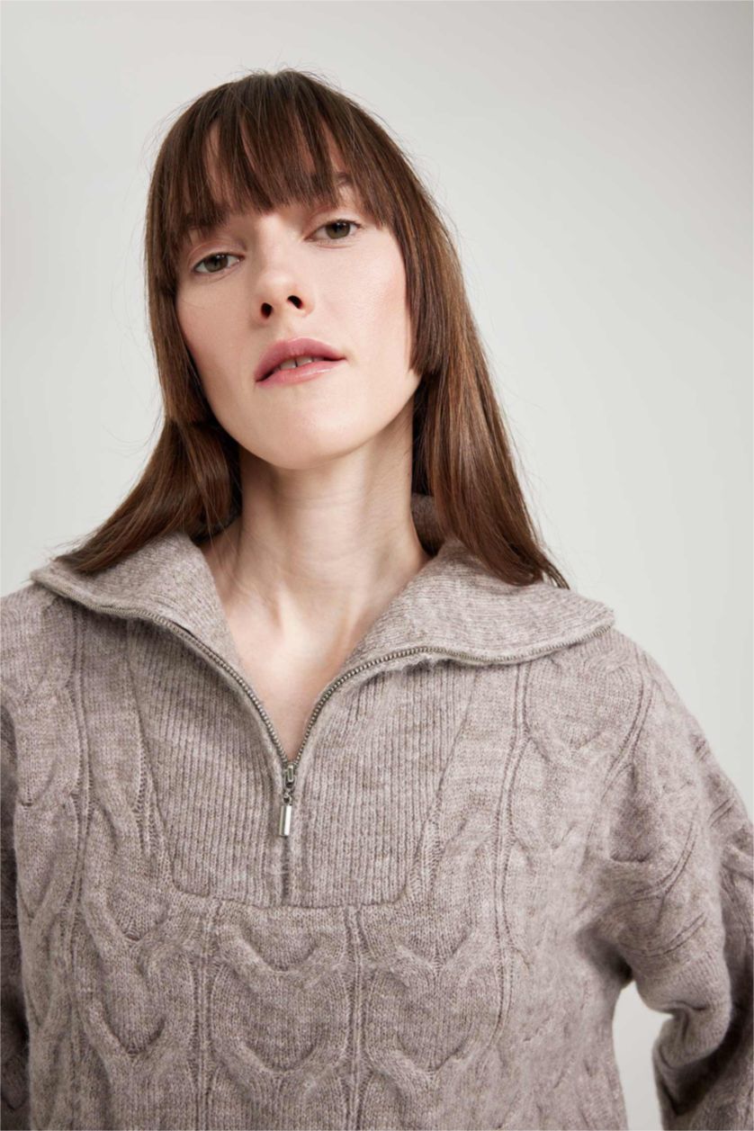 Kadın Gri Oversıze Kazak