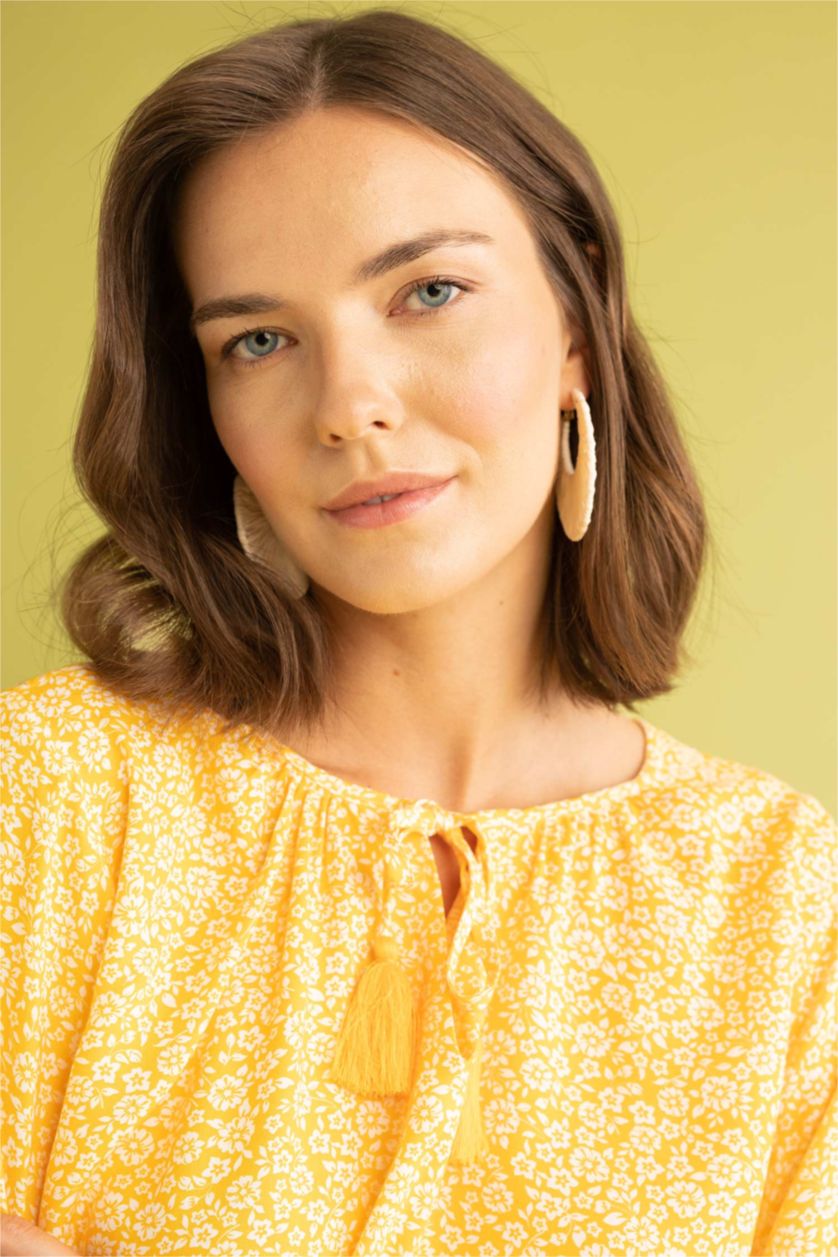 FEMME Jaune Chemisiers à manches longues Coupe Régulière Col Rond