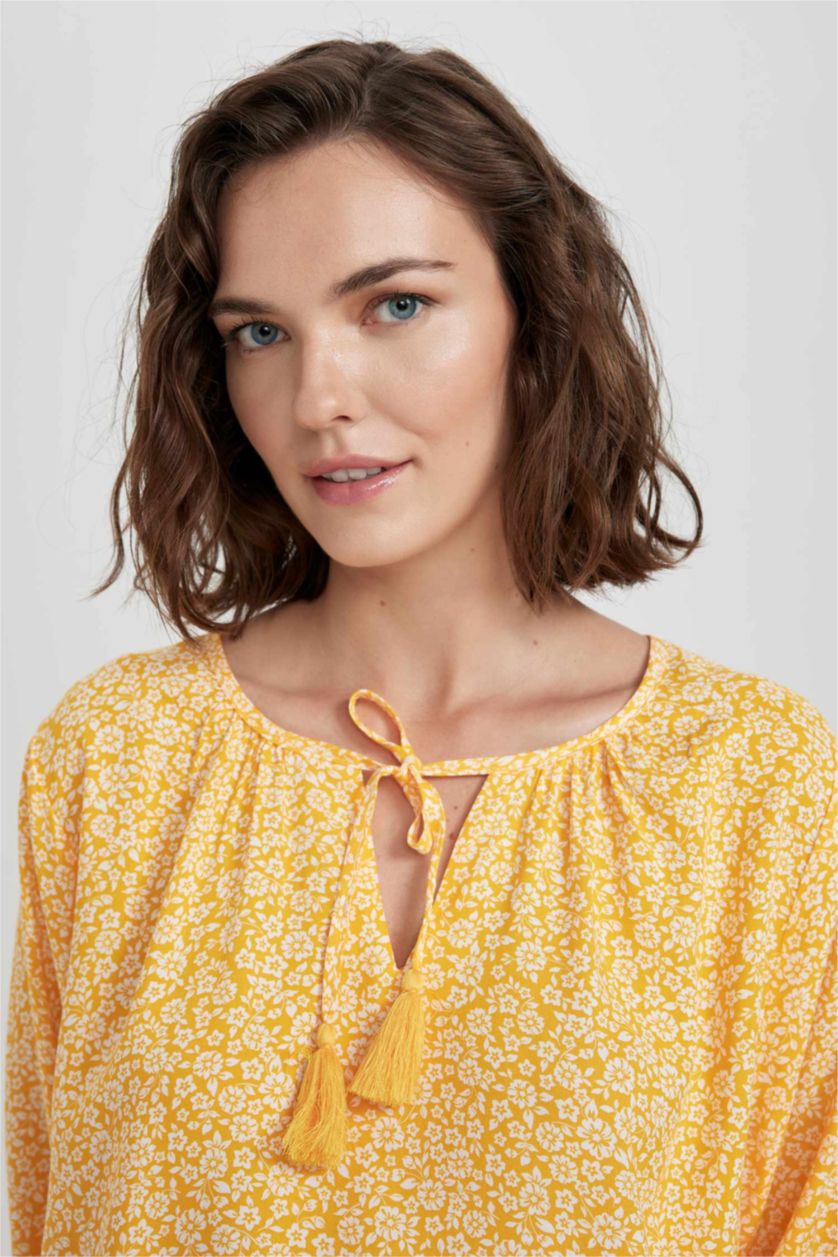 FEMME Jaune Chemisiers à manches longues Coupe Régulière Col Rond