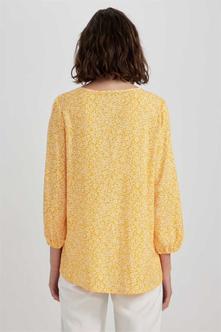 FEMME Jaune Chemisiers à manches longues Coupe Régulière Col Rond