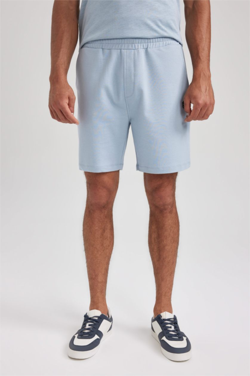 MAN Light Blue Slim Fit Thin Sweatshirt Fabric Super Skinny Hem Shorts