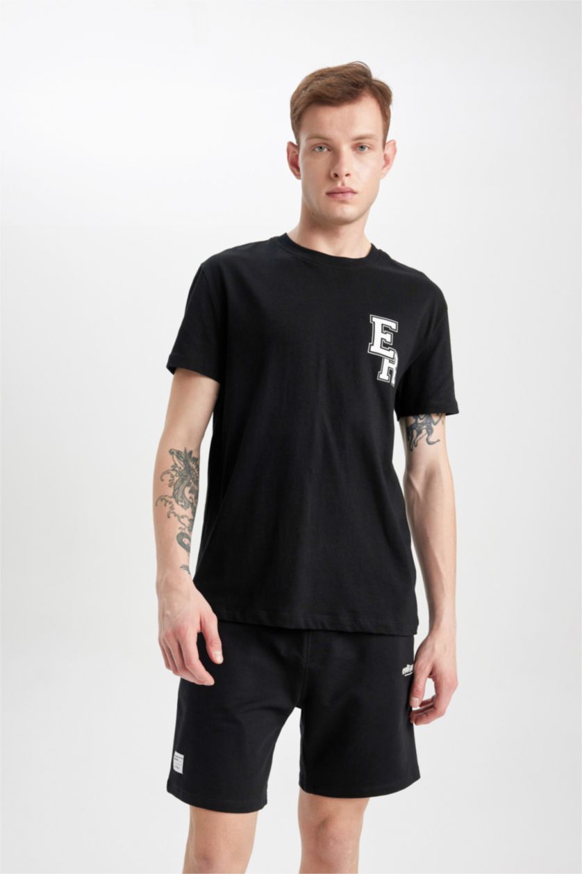 MAN Black Slim Fit Thin Sweatshirt Fabric Super Skinny Hem Shorts