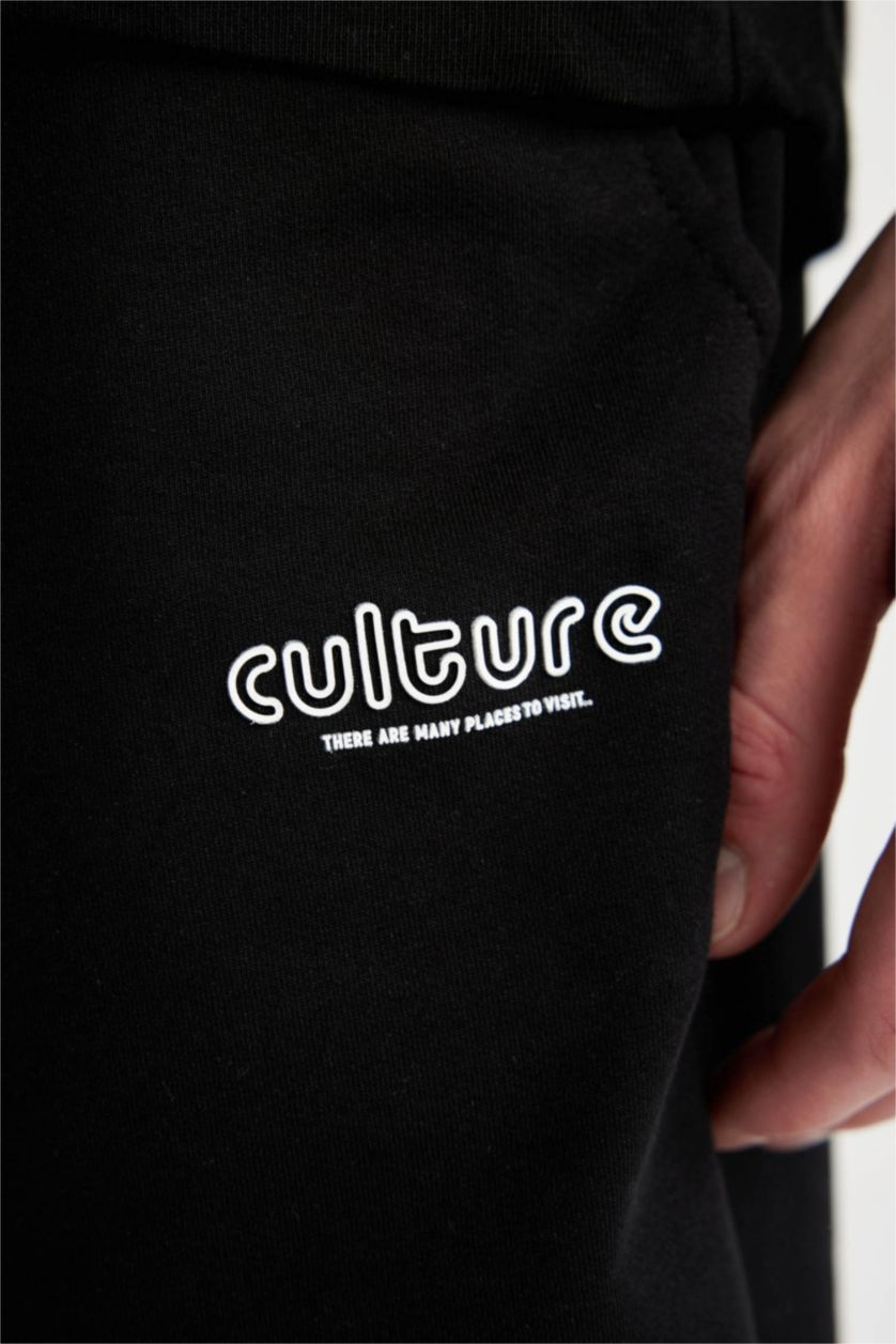 MAN Black Slim Fit Thin Sweatshirt Fabric Super Skinny Hem Shorts