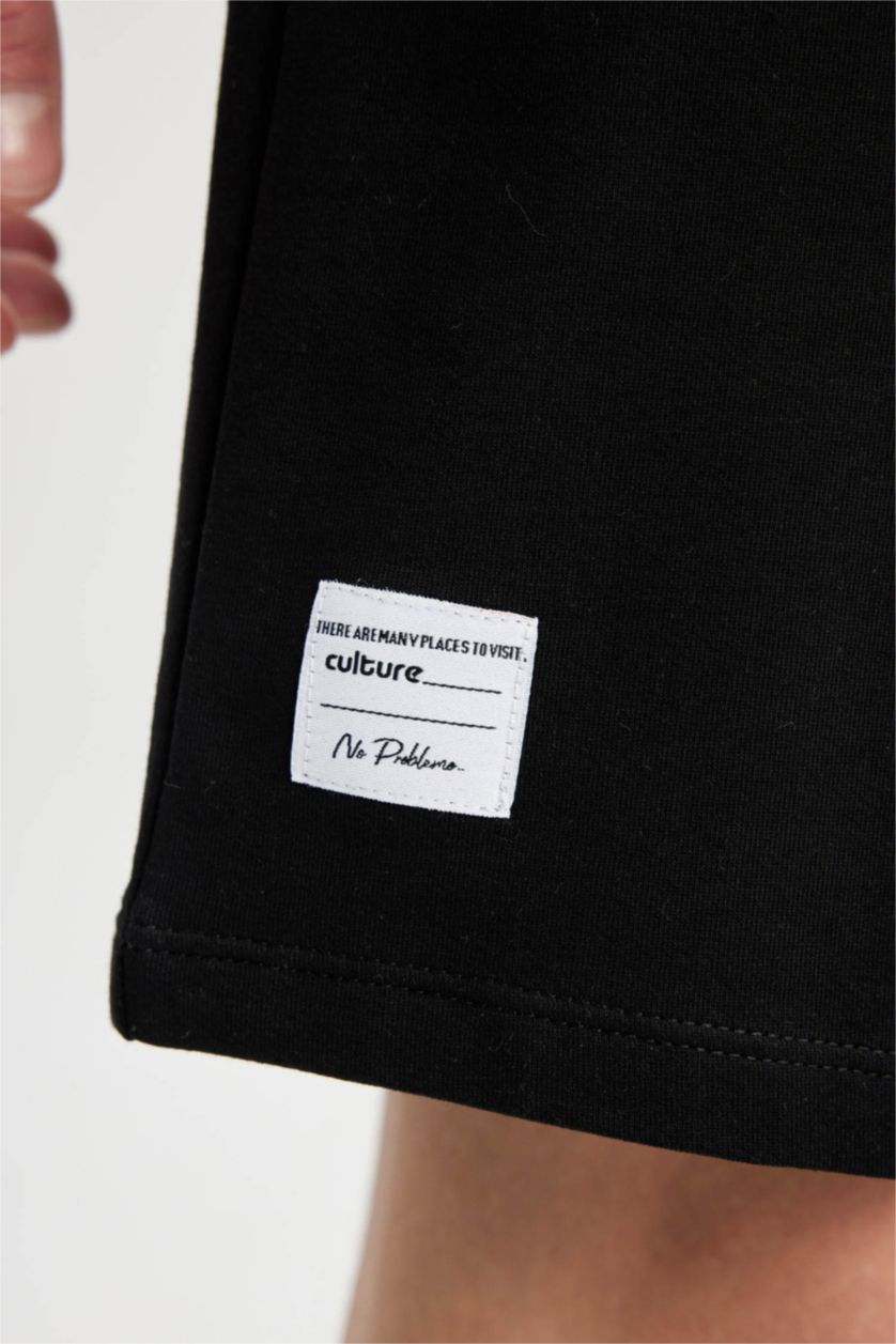 MAN Black Slim Fit Thin Sweatshirt Fabric Super Skinny Hem Shorts