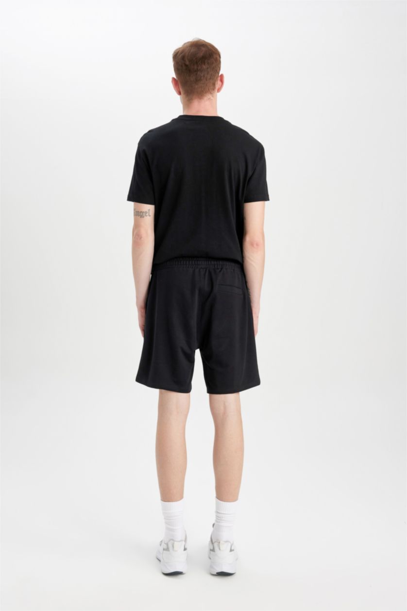 MAN Black Slim Fit Thin Sweatshirt Fabric Super Skinny Hem Shorts