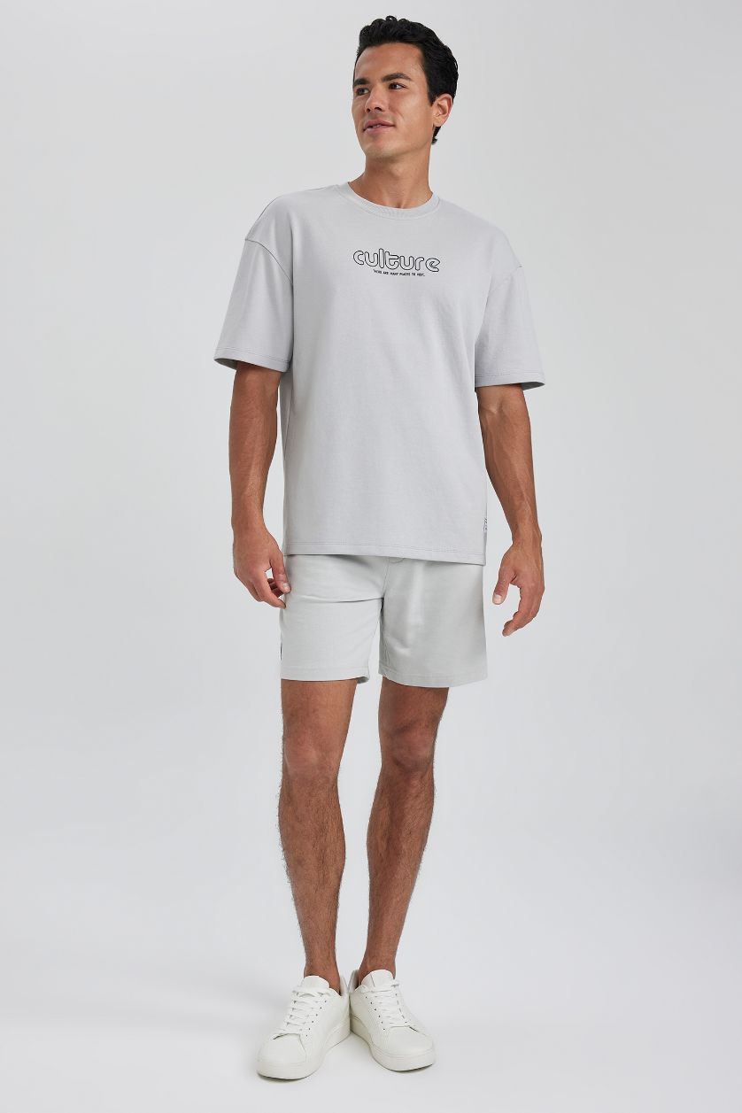 MAN Light Grey Slim Fit Thin Sweatshirt Fabric Super Skinny Hem Shorts