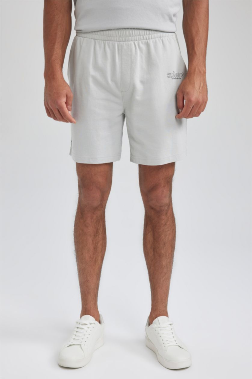 MAN Light Grey Slim Fit Thin Sweatshirt Fabric Super Skinny Hem Shorts