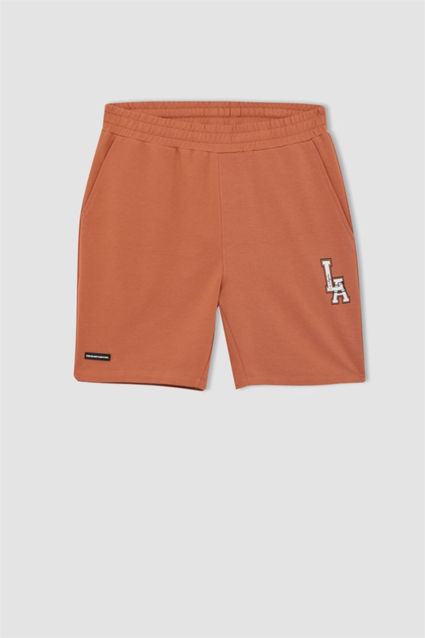 رجال برتقالي شورت سليم فيت بجيب