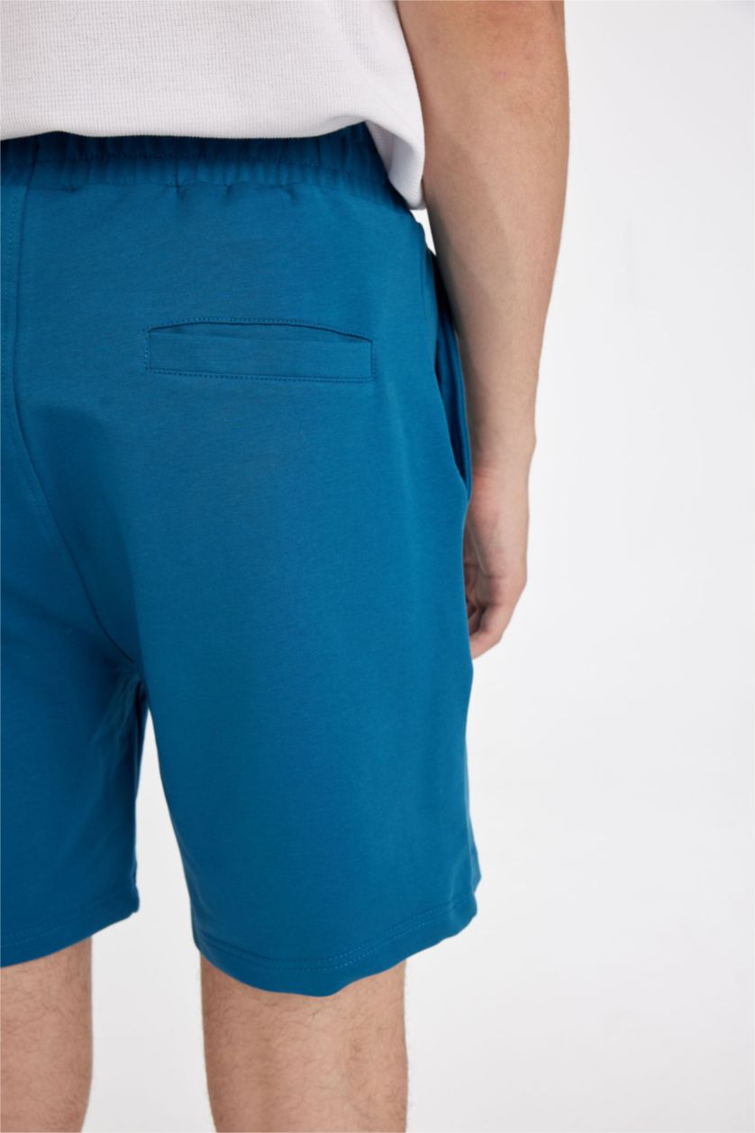 Erkek Petrol Slım Fıt Dar Paça Şort
