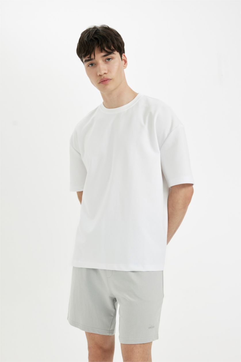 Erkek Açık Gri Slım Fıt Dar Paça Şort