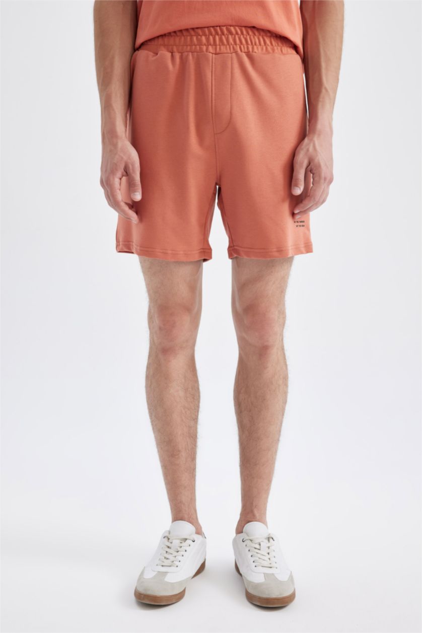 Man Orange Slim Fit Super Skinny Hem Shorts