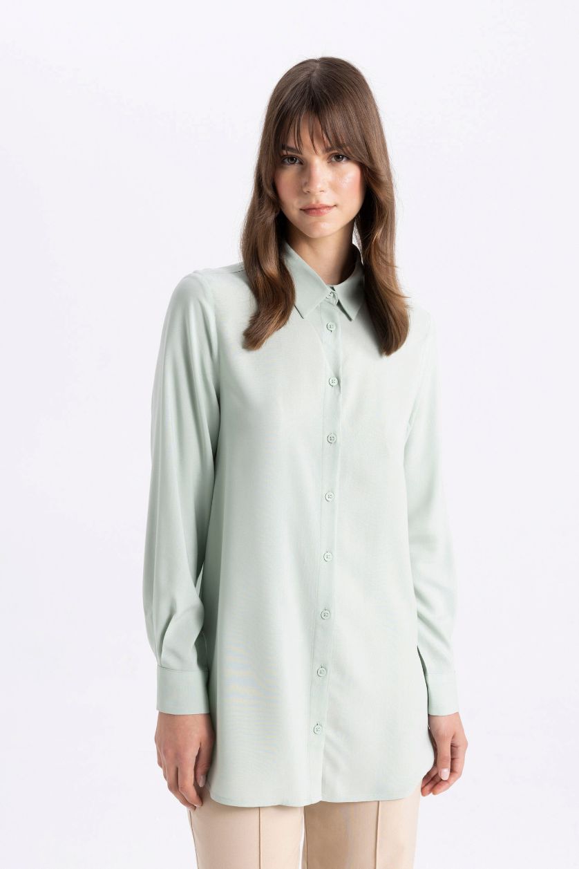 WOMAN Mint Regular Fit Long Sleeve Shirt Tunic
