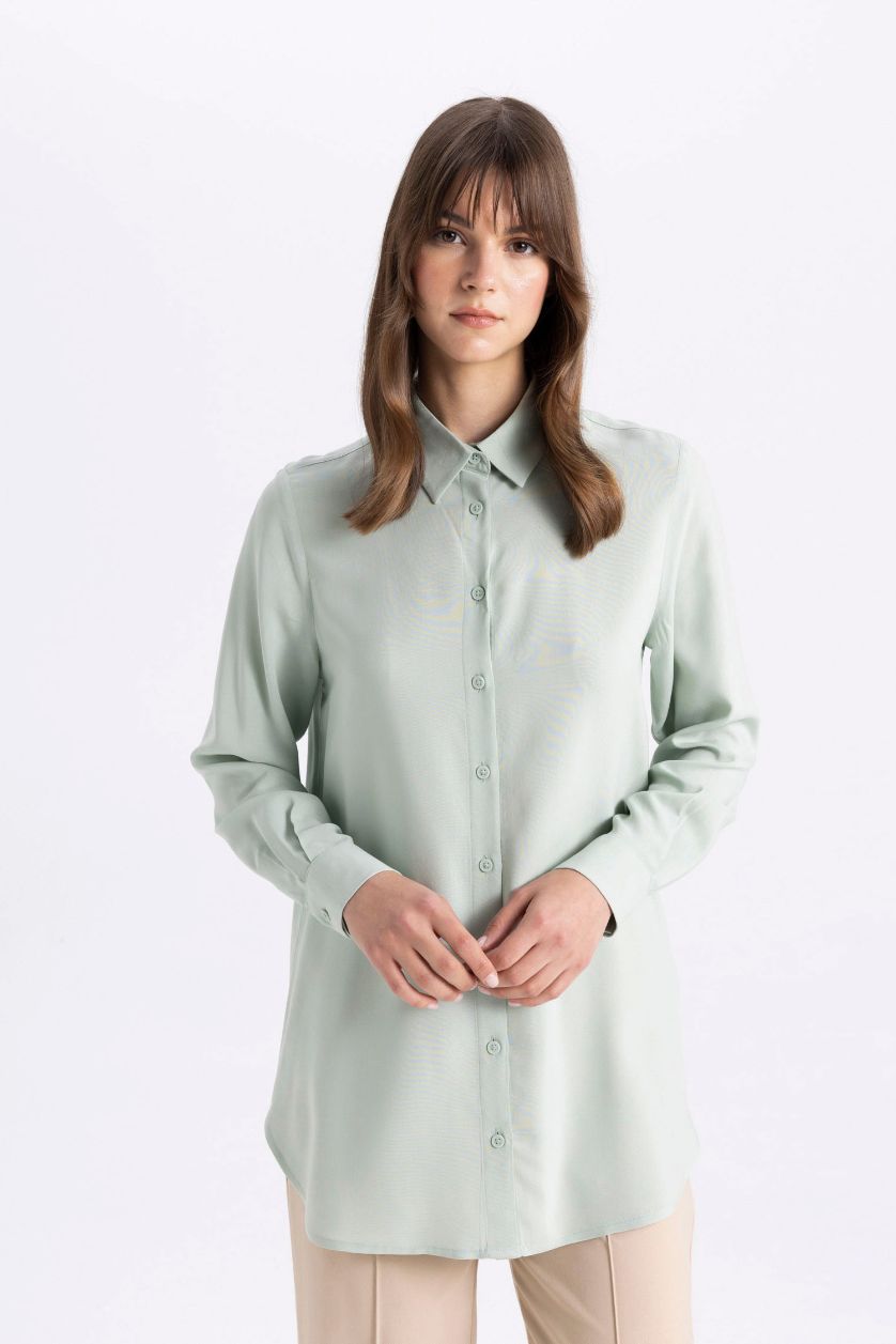 WOMAN Mint Regular Fit Long Sleeve Shirt Tunic