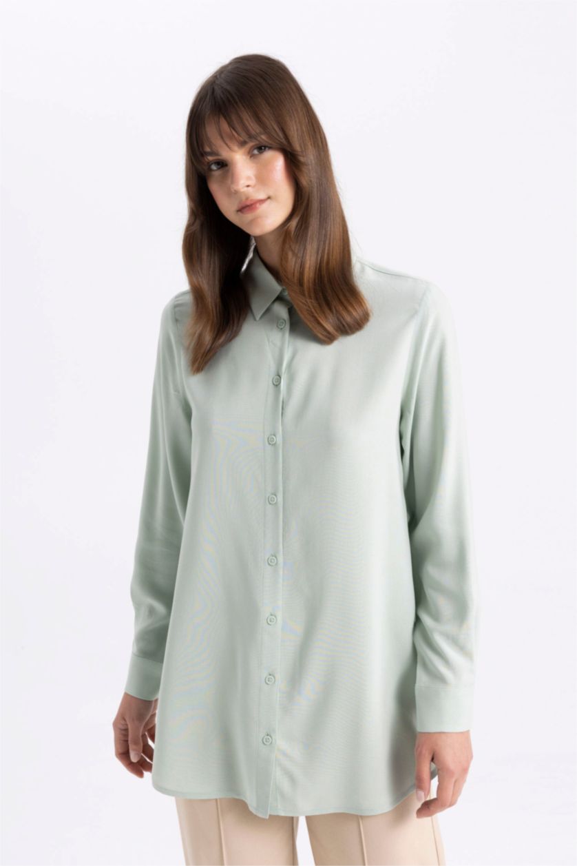 WOMAN Mint Regular Fit Long Sleeve Shirt Tunic