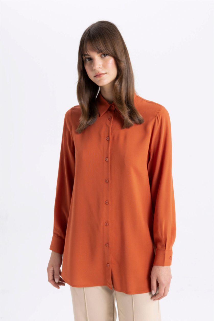 WOMAN Dark Orange Regular Fit Long Sleeve Tunic