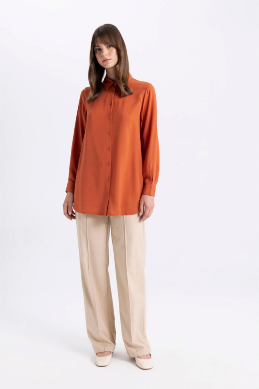 WOMAN Dark Orange Regular Fit Long Sleeve Tunic