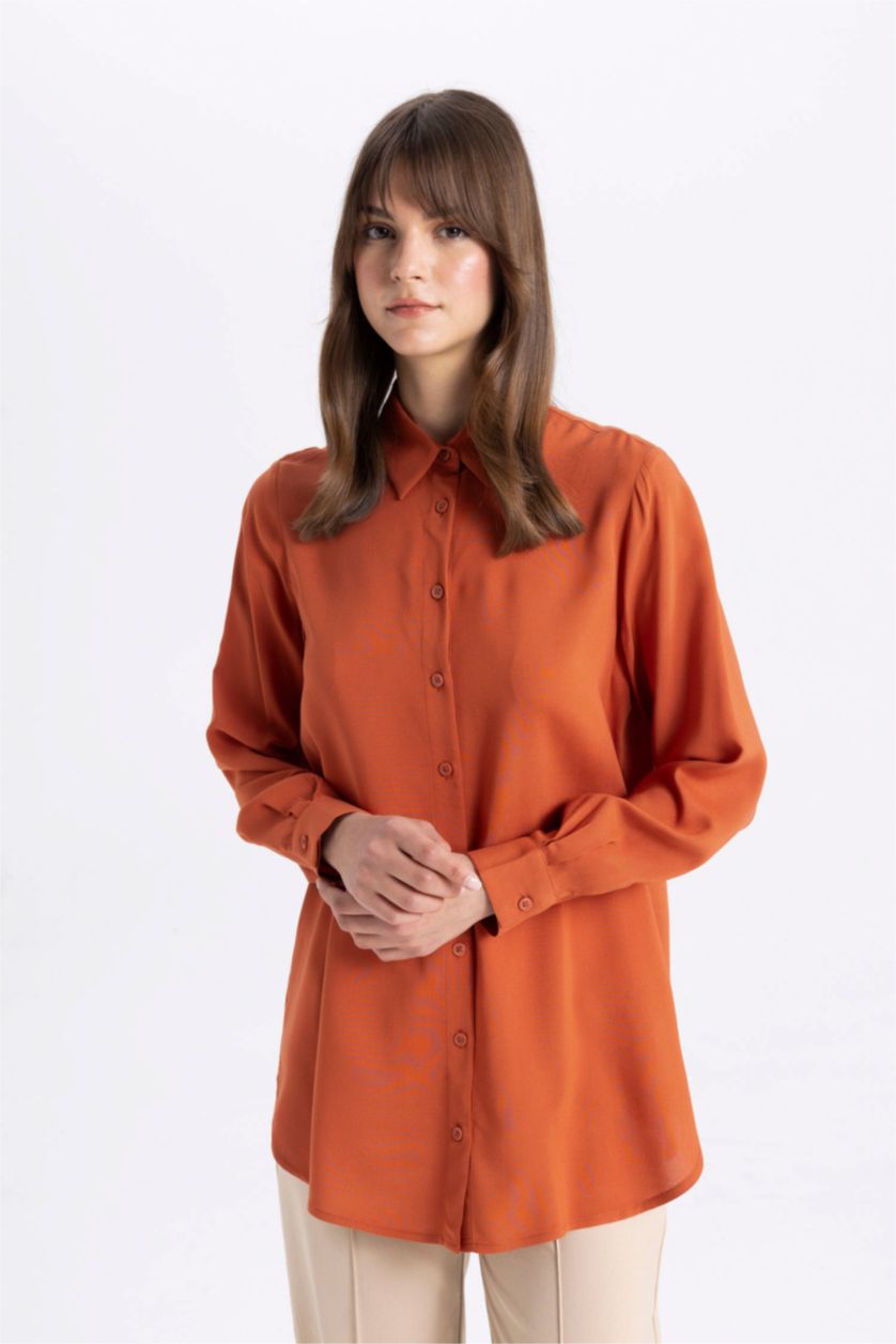 WOMAN Dark Orange Regular Fit Long Sleeve Tunic