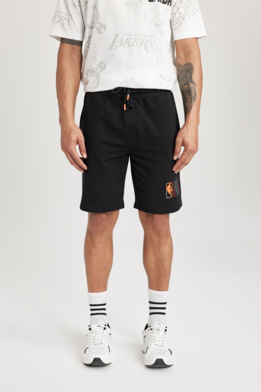 MAN Black DeFactoFit NBA Wordmark Oversize Fit Short Shorts