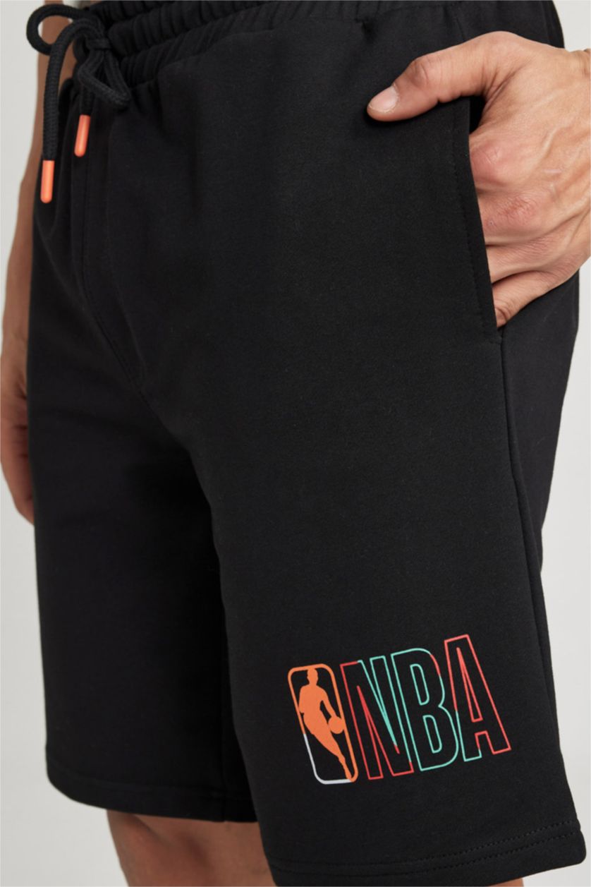 MAN Black DeFactoFit NBA Wordmark Oversize Fit Short Shorts