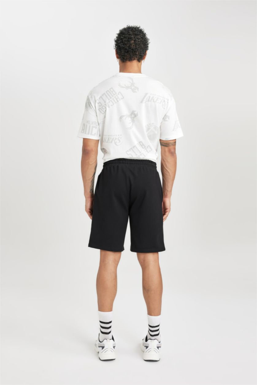 MAN Black DeFactoFit NBA Wordmark Oversize Fit Short Shorts