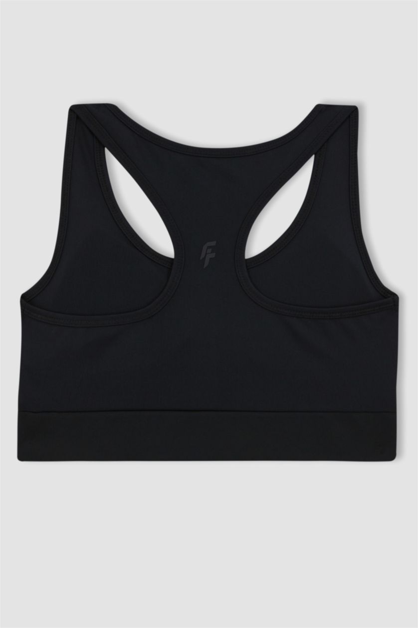 حريمي أسود برا بطبعة شعار برقبة مستديرة