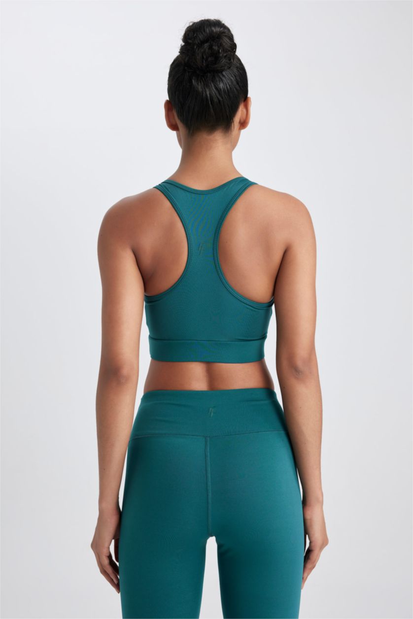 حريمي أخضر برا رياضي بطبعة شعار برقبة مستديرة من DeFactoFit