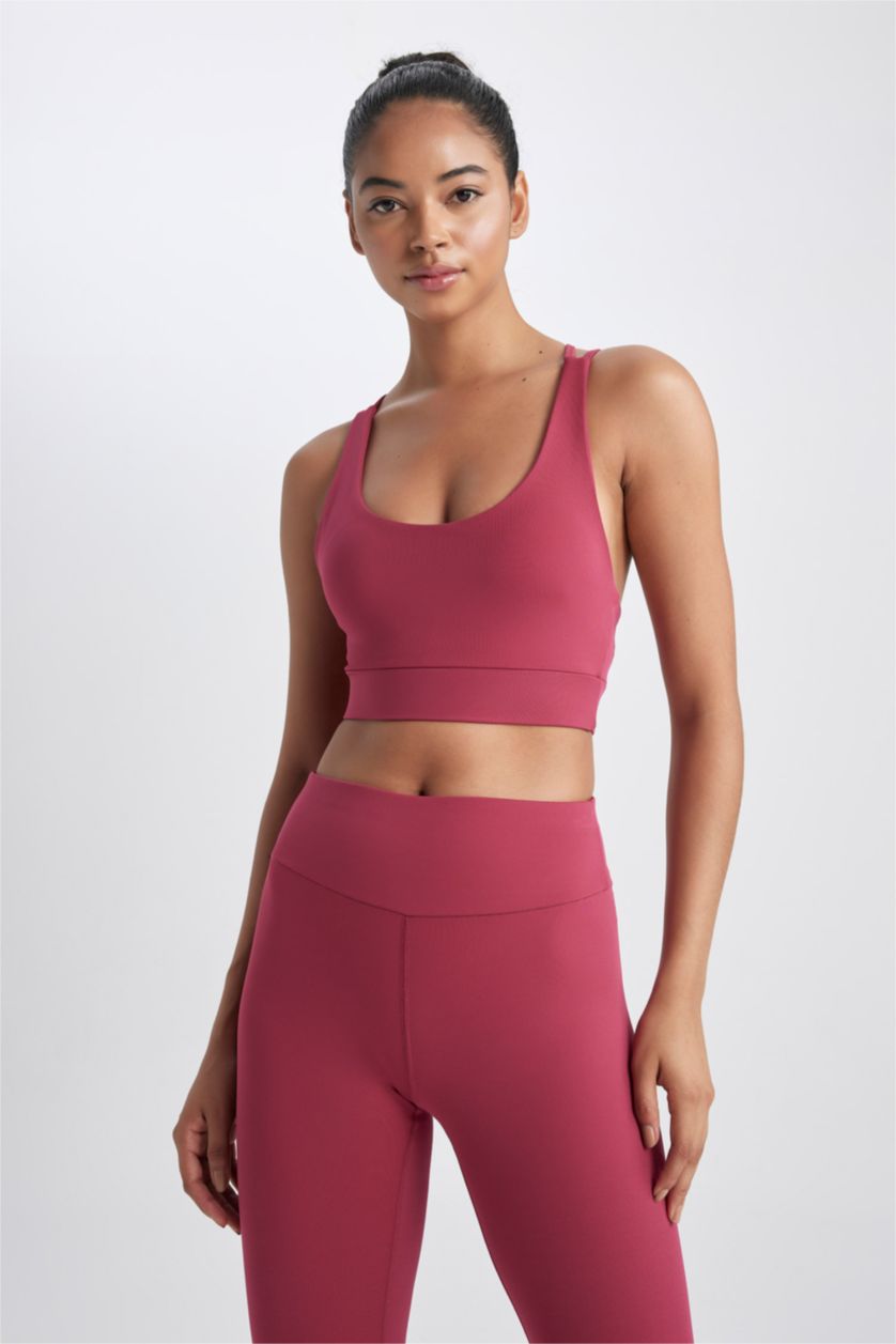 نساء خمري حمالات الصدر بطبعة شعار برقبة مستديرة