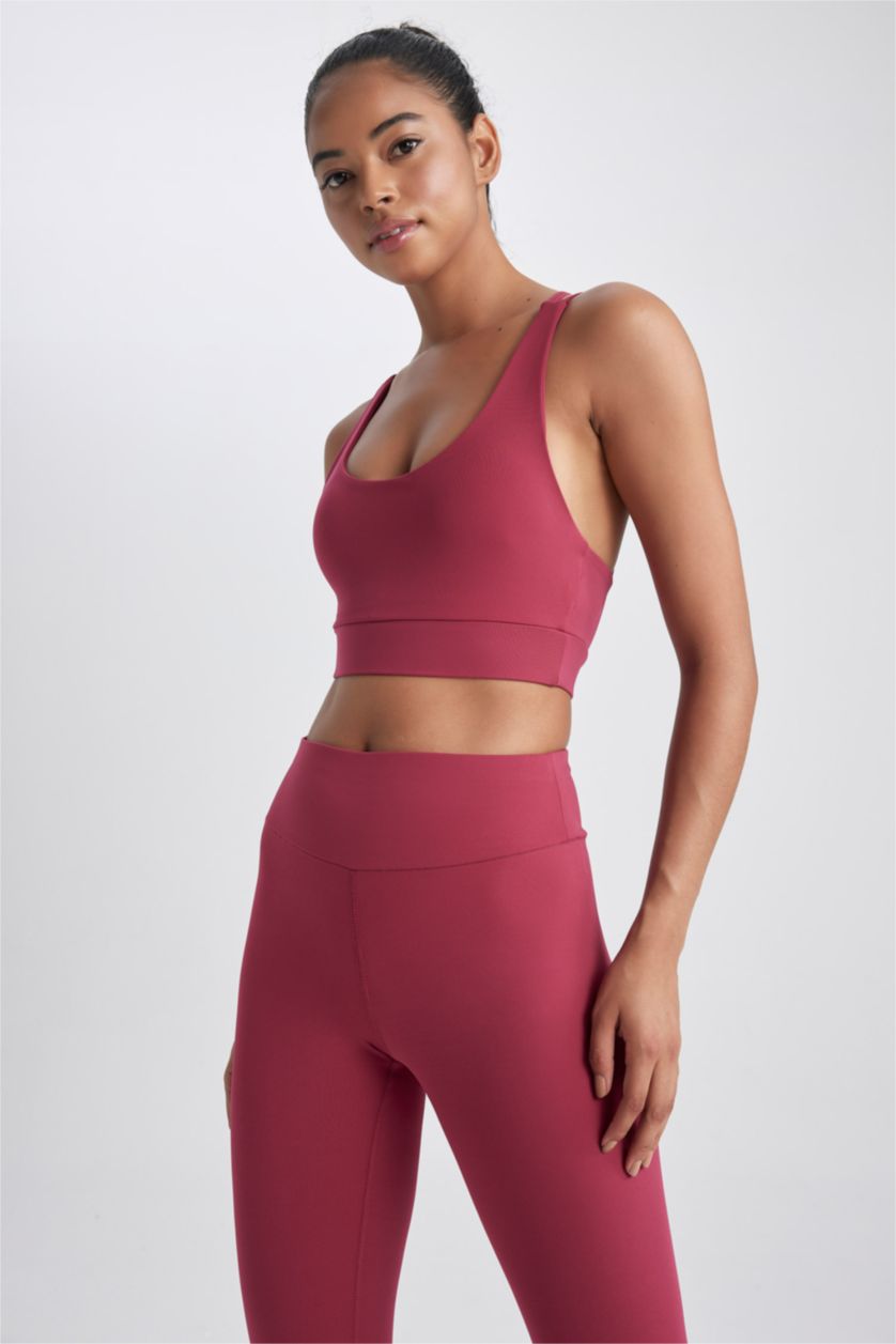 نساء خمري حمالات الصدر بطبعة شعار برقبة مستديرة