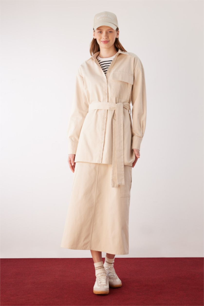 FEMME Beige Jupe La Gabardıne